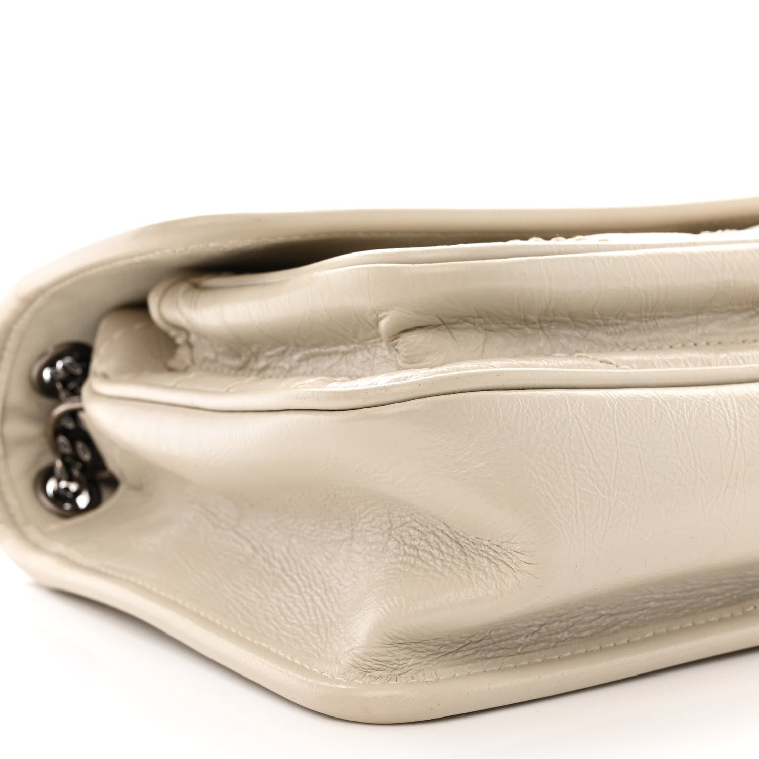 Saint Laurent Crinkled Calfskin Matelasse Monogram Baby Niki Chain Satchel Ivory 9 of 11