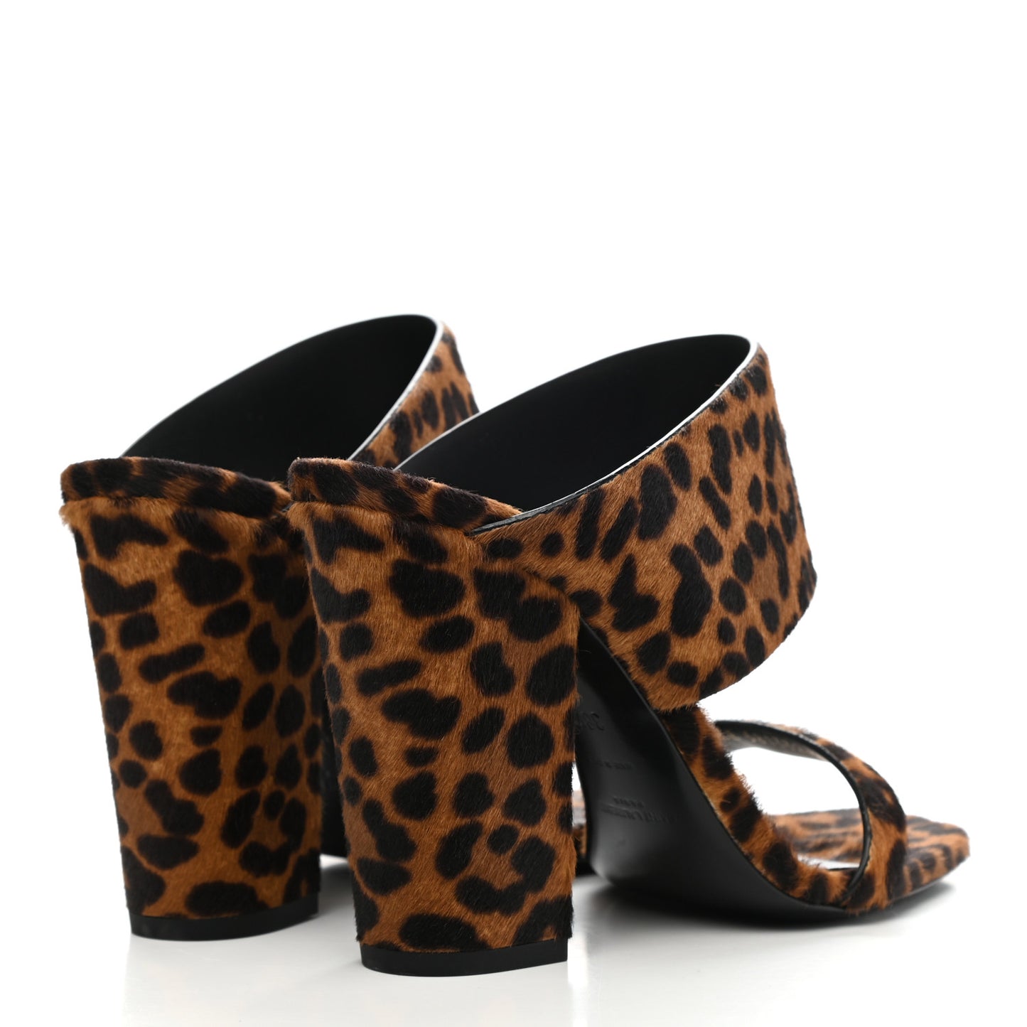 Pony Hair Leopard Print Oak 100 Mule Sandals 38.5 Naturale