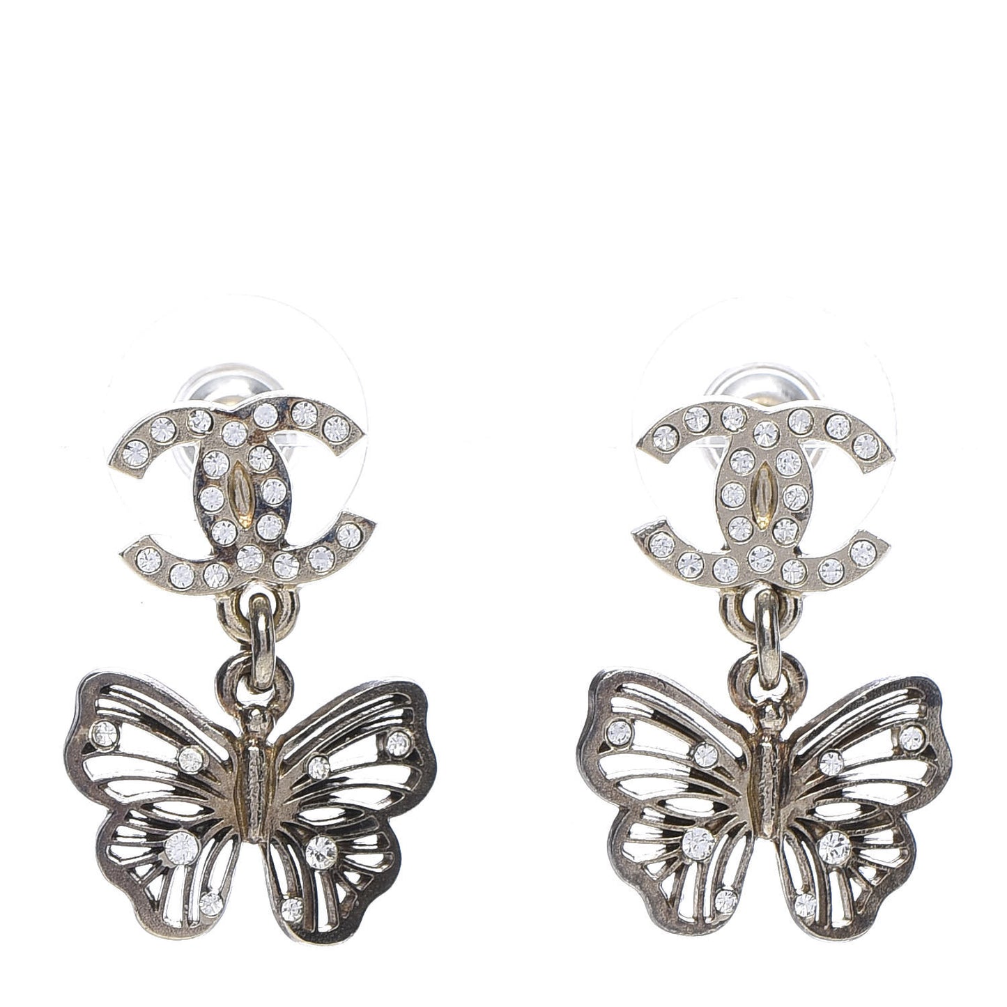 Crystal CC Butterfly Earrings Gold