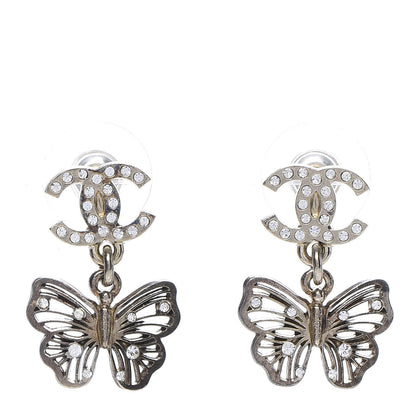 Chanel Crystal CC Butterfly Earrings Gold 1 of 5