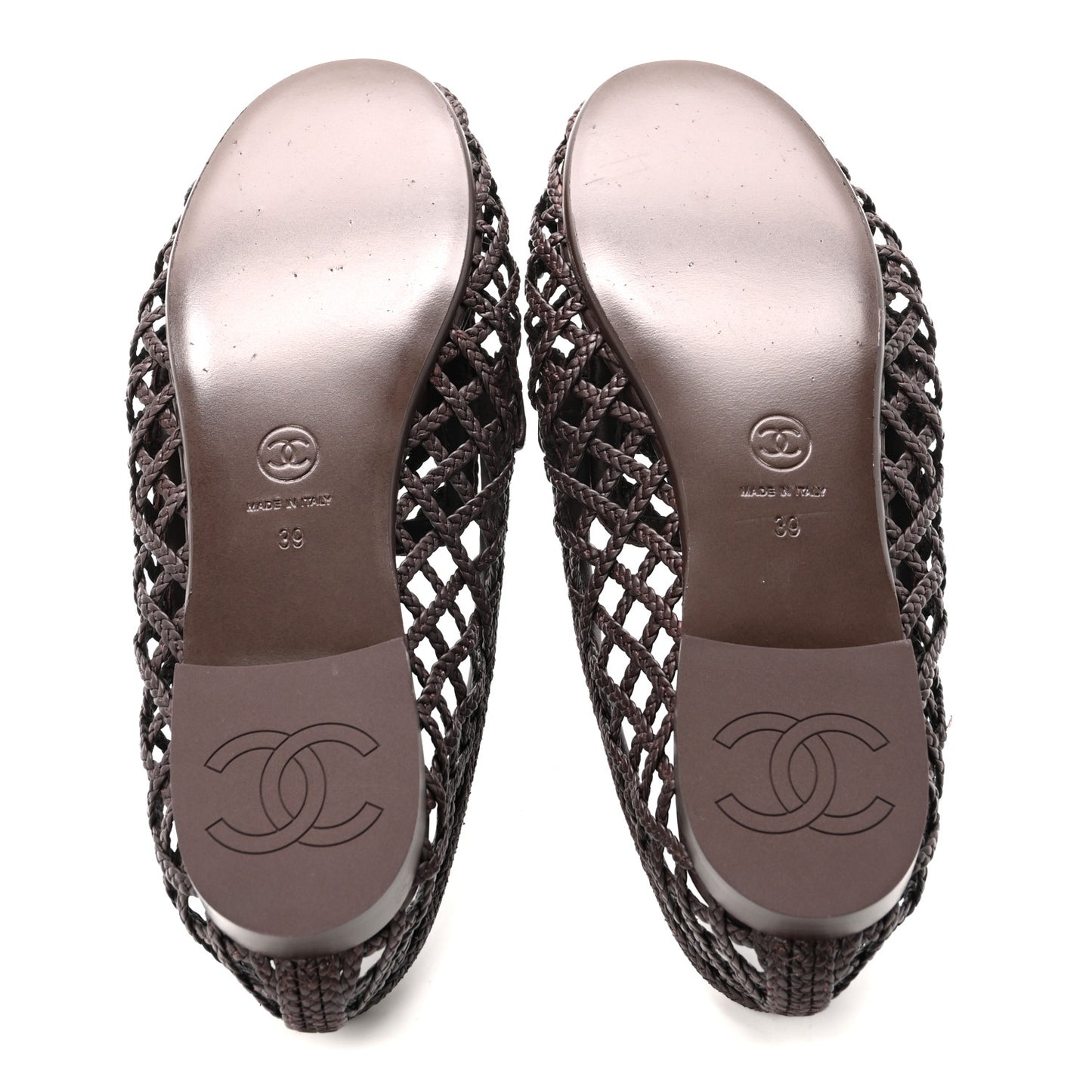 Braided Lambskin CC Mocassin Loafers 39 Burgundy