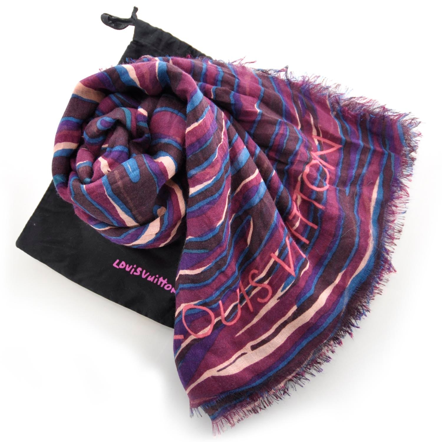 Louis Vuitton Cashmere Silk Zebra Stole Prune 4 of 4