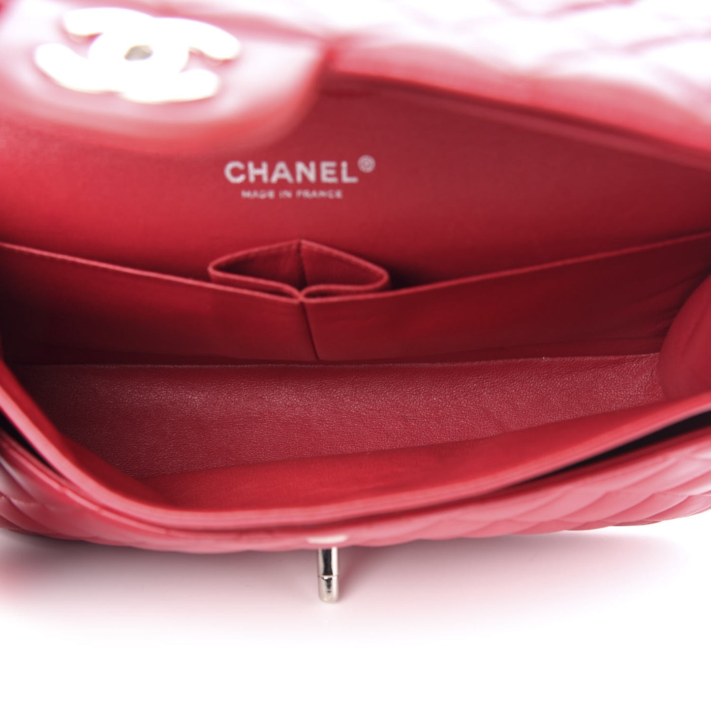 Lambskin Quilted Medium Double Flap Red