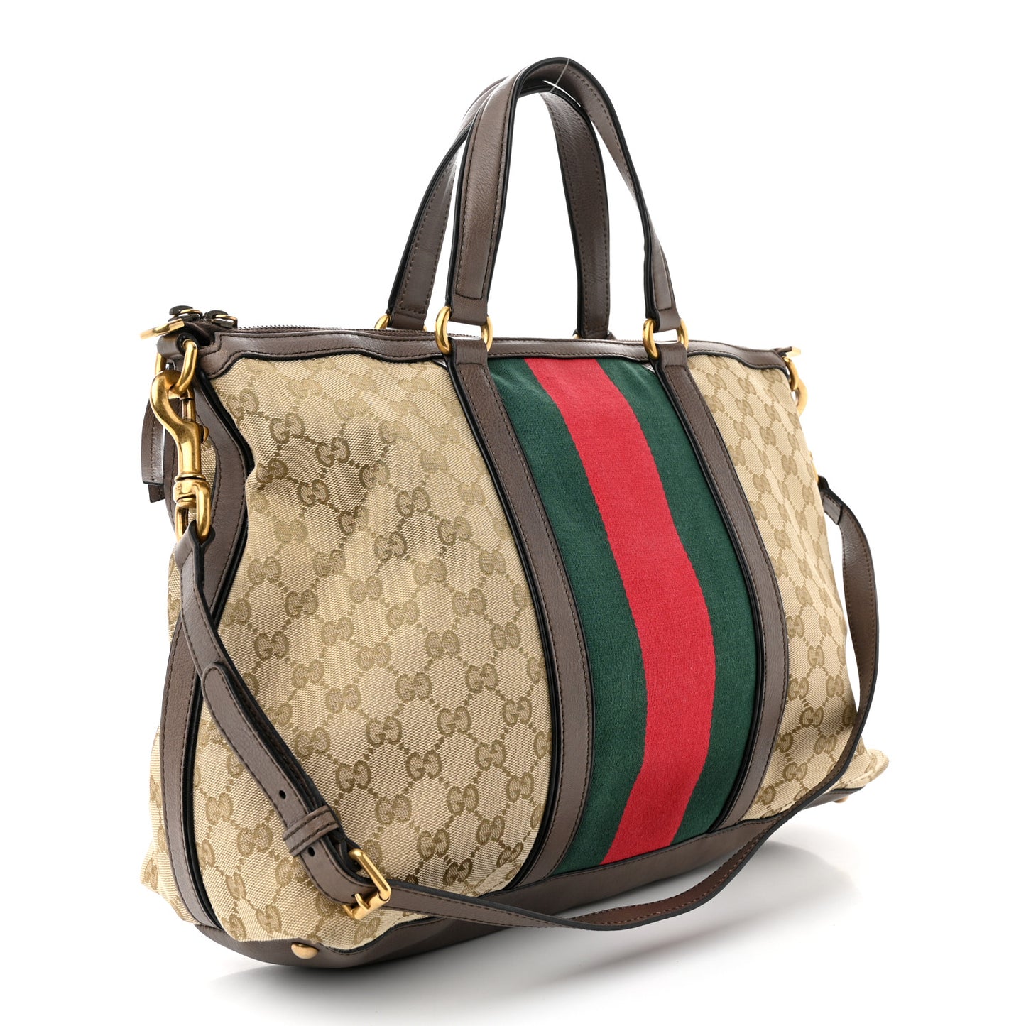 Monogram Web Medium Rania Top Handle Bag Brown