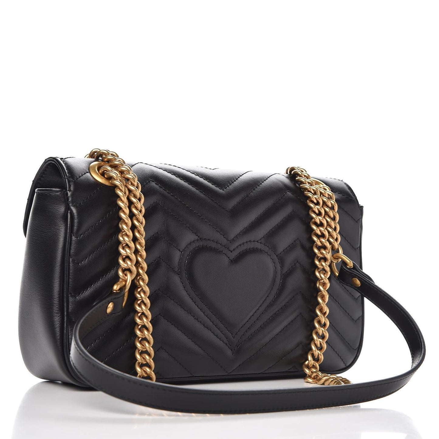 Calfskin Matelasse Small GG Marmont Shoulder Bag Black