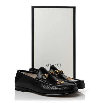 Gucci Calfskin Mens Bee Embroidered Roos Horsebit Loafers 7 Black 9 of 9
