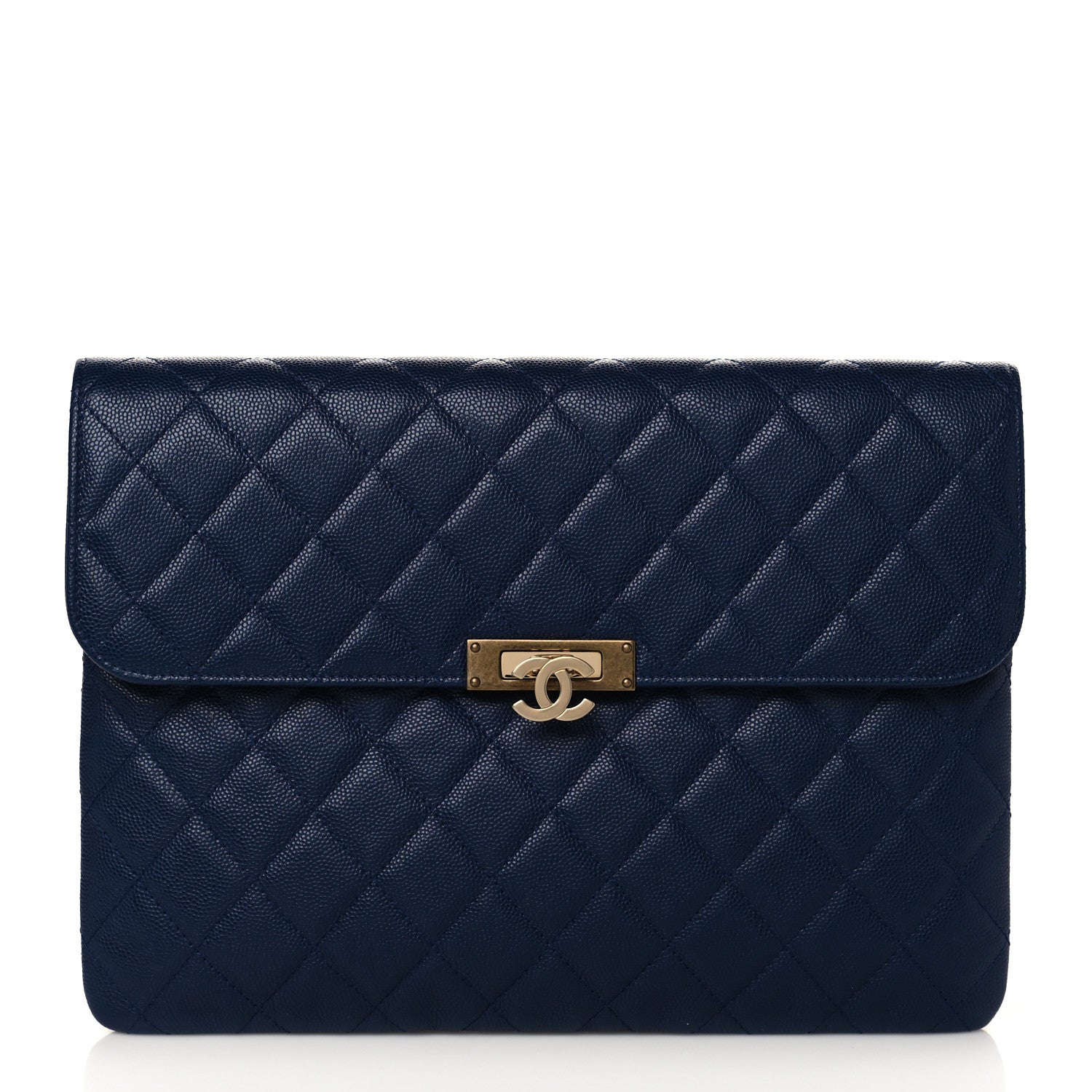 Chanel Caviar Quilted Medium Golden Class Pouch Navy 1 of 7