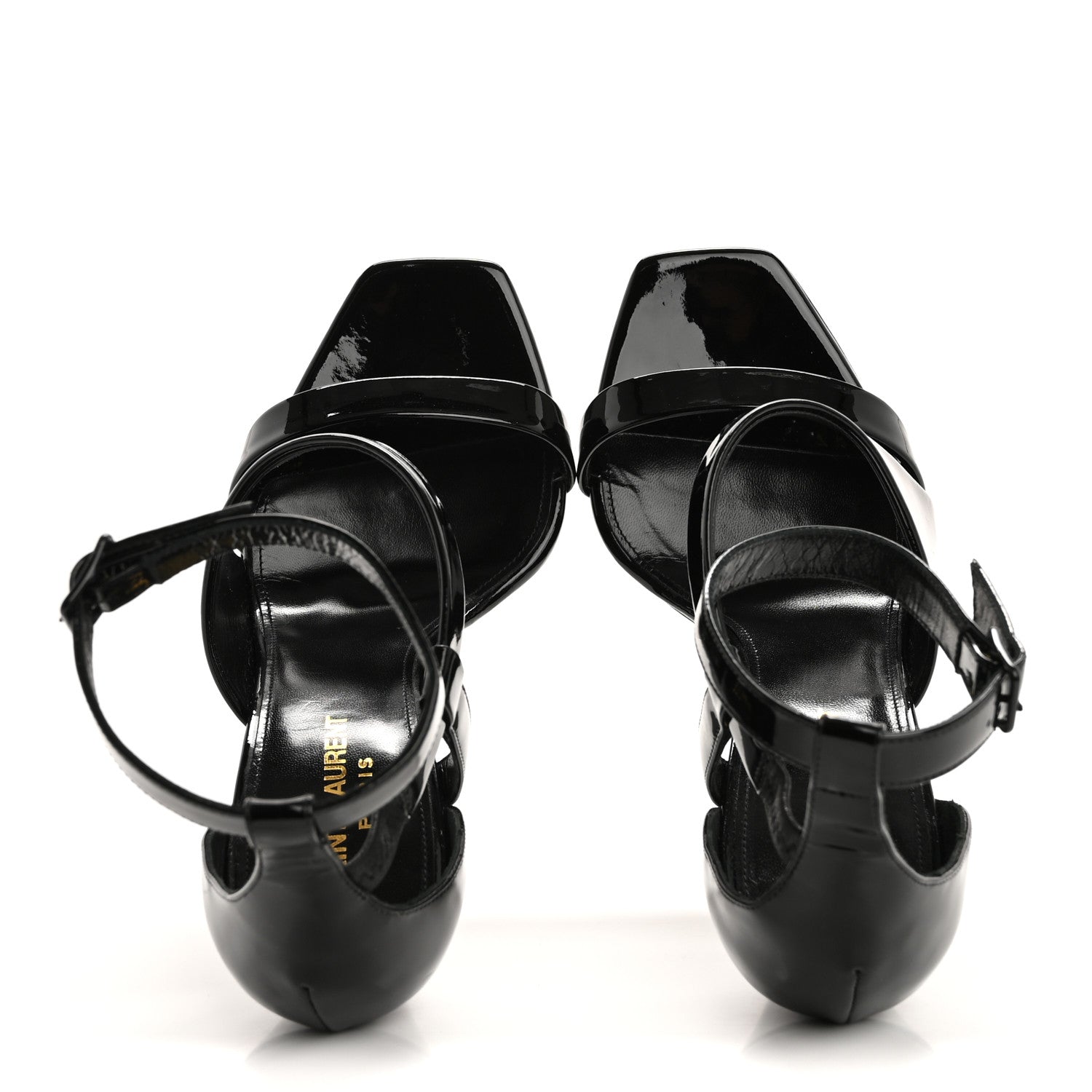 Saint Laurent Patent Niki Crossed 105 Sandals 38.5 Black 2 of 10