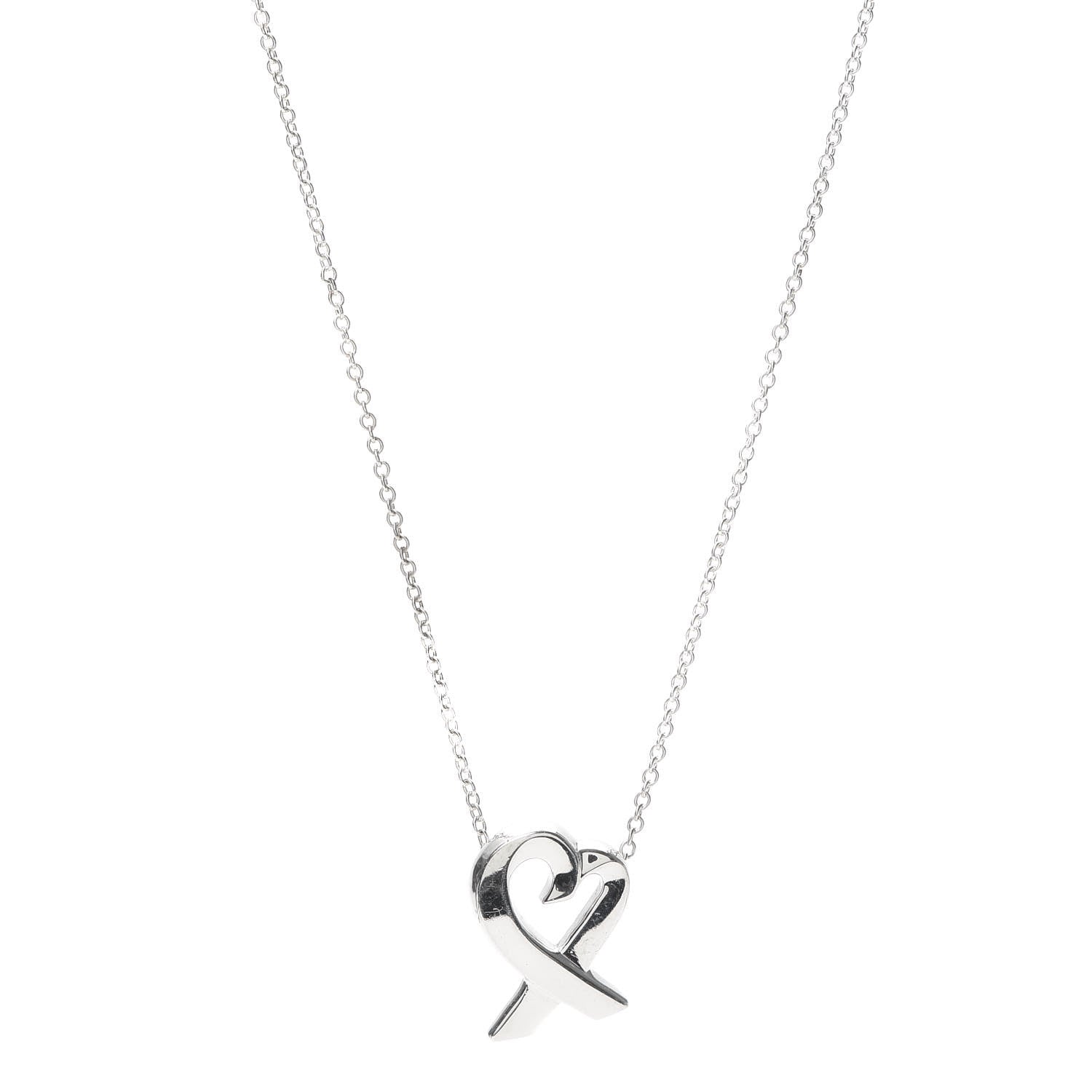 Tiffany Sterling Silver Paloma Picasso Loving Heart Pendant Necklace 1 of 5