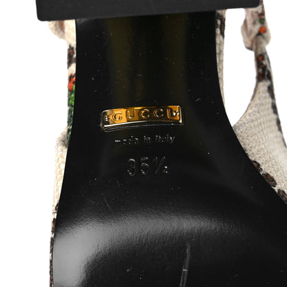 Gucci Canvas 100 Centennial Horsebit 75mm Slingback Pumps 35.5 Beige Multicolor 6 of 8