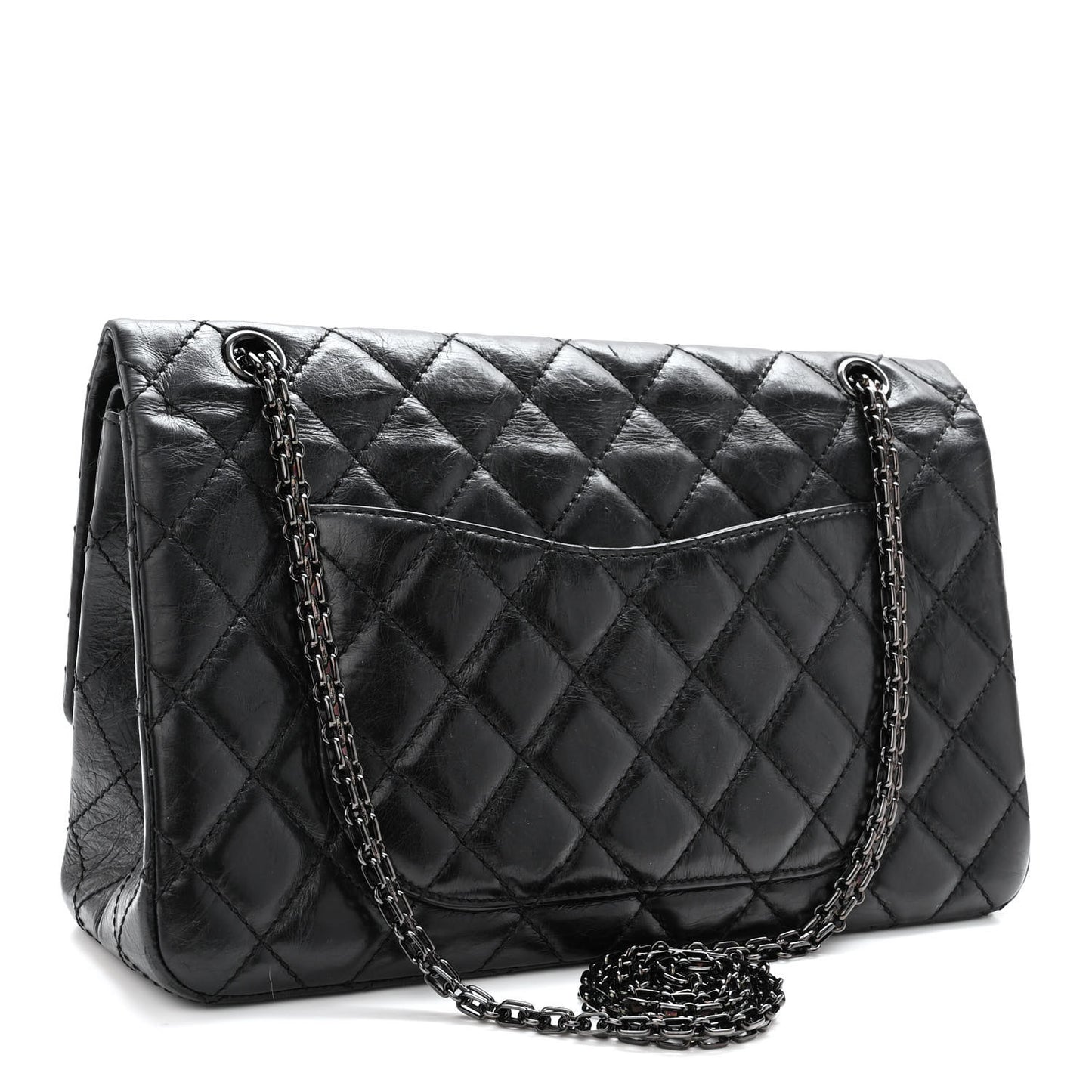 Aged Calfskin Quilted 2.55 Reissue 227 Flap So Black