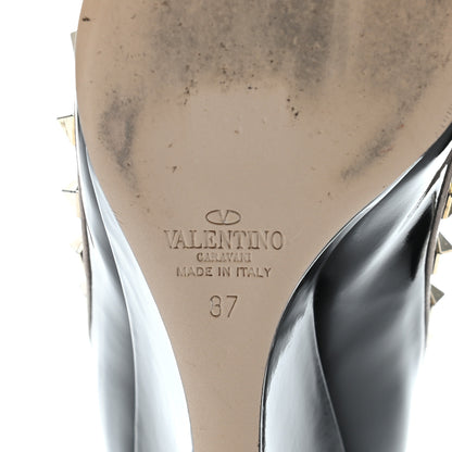Valentino Garavani Patent Rockstud 70mm Wedges 37 Black Poudre 7 of 13