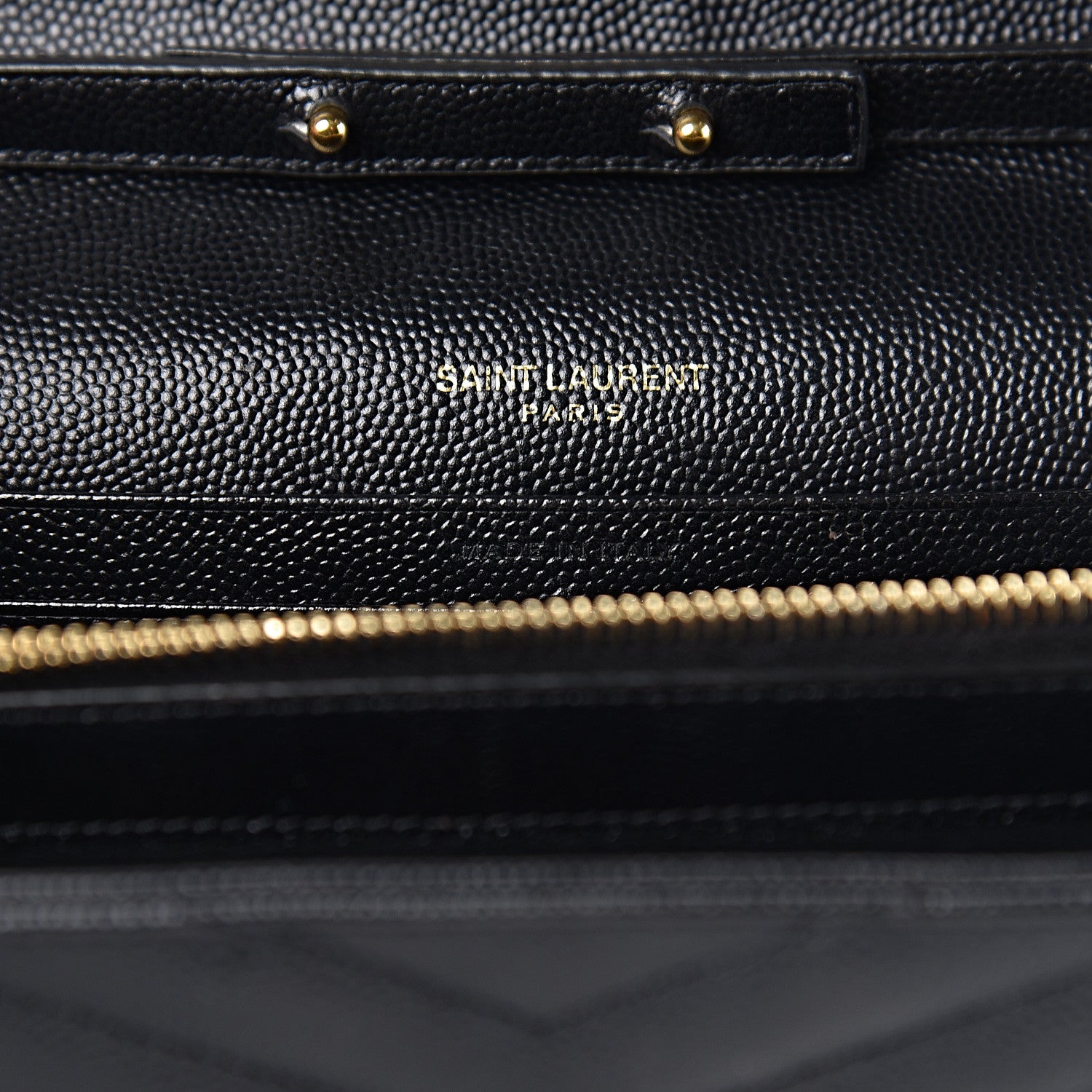 Saint Laurent Grain De Poudre Matelasse Chevron Monogram Chain Wallet Black 7 of 13