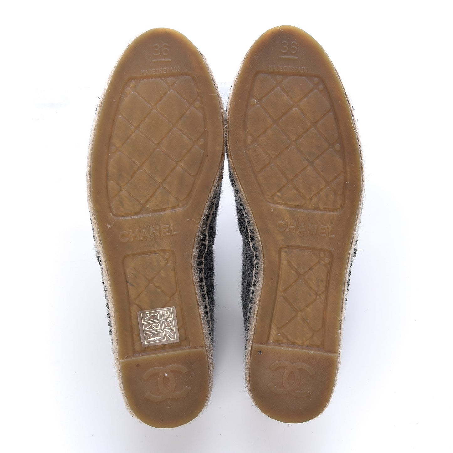 Tweed Velvet CC Espadrilles 36 Grey Black