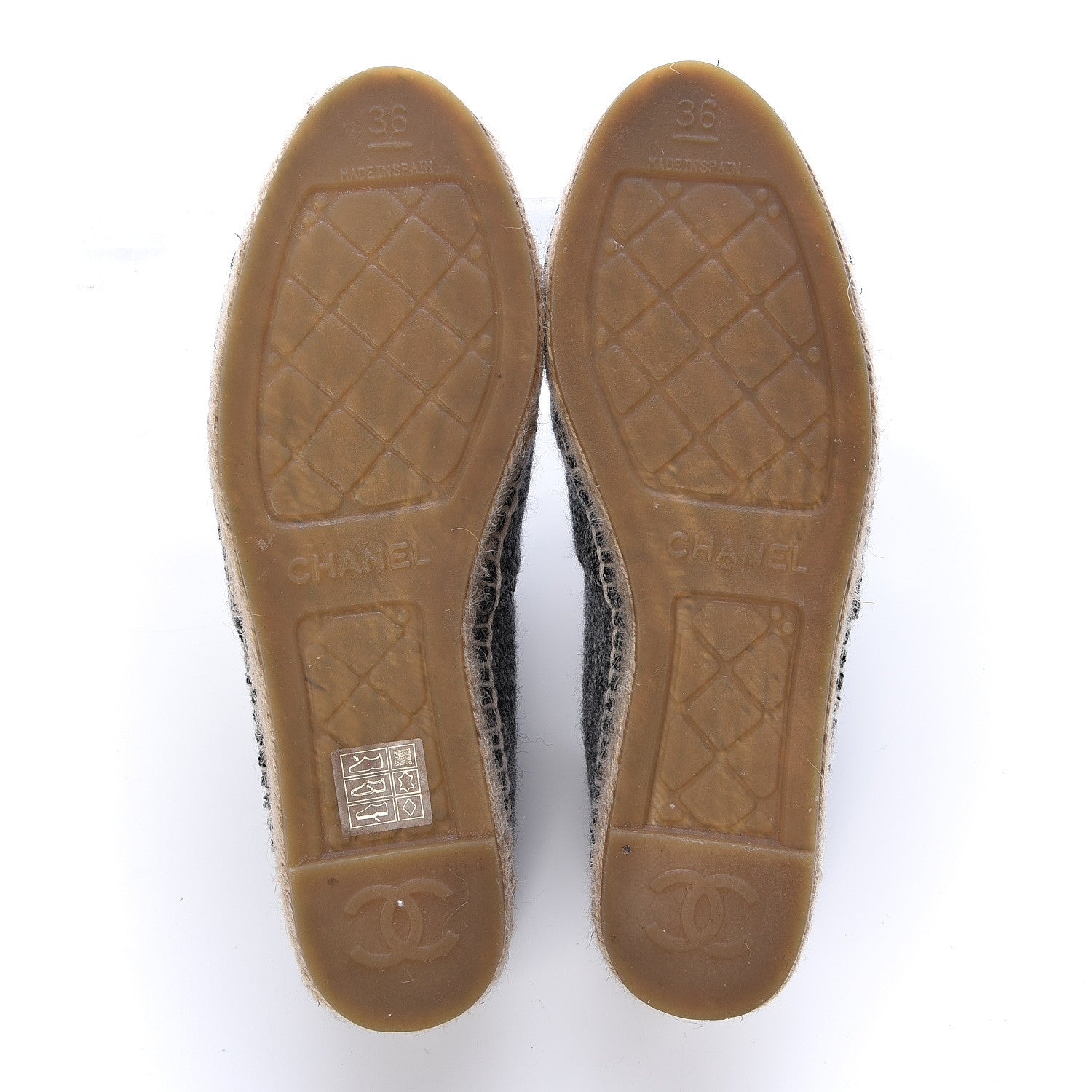 Chanel Tweed Velvet CC Espadrilles 36 Grey Black 5 of 10