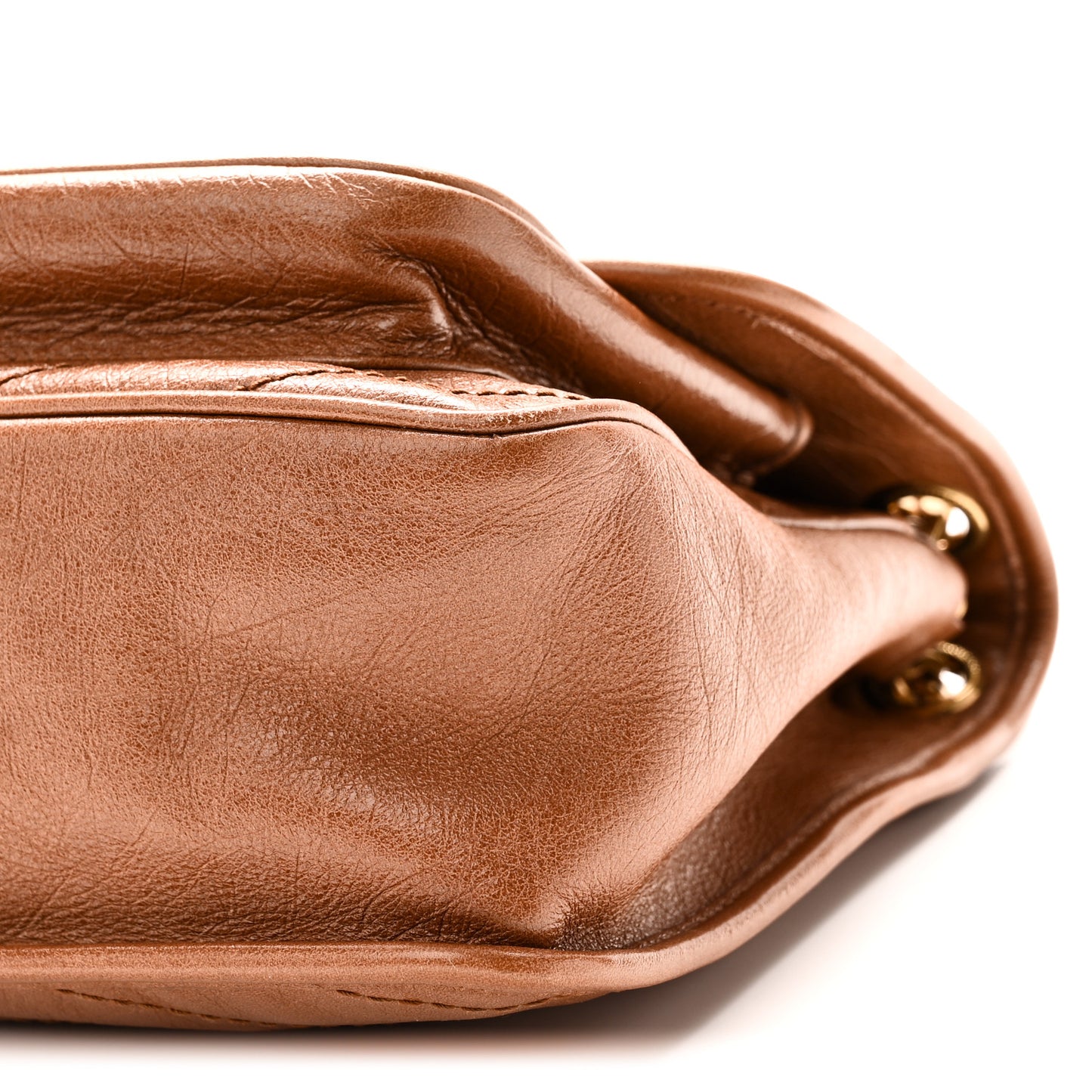 Crinkled Calfskin Matelasse Monogram Medium Niki Chain Satchel Caramel