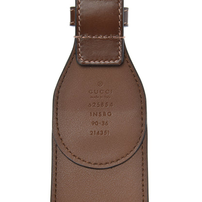 Gucci Efesto Leather GG Supreme Monogram Horsebit 50/25mm Belt 90 36 Brown Sugar Beige Ebony 3 of 3