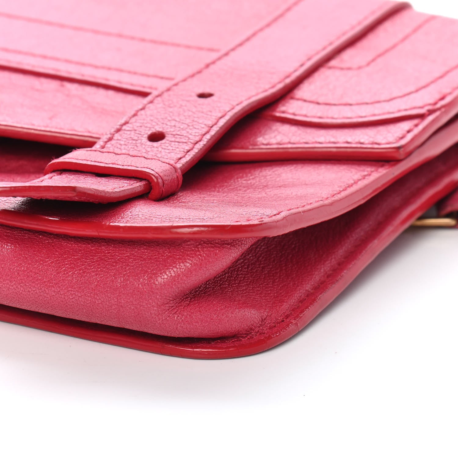 Proenza Schouler Lambskin PS1 Large Chain Wallet Raspberry 7 of 9