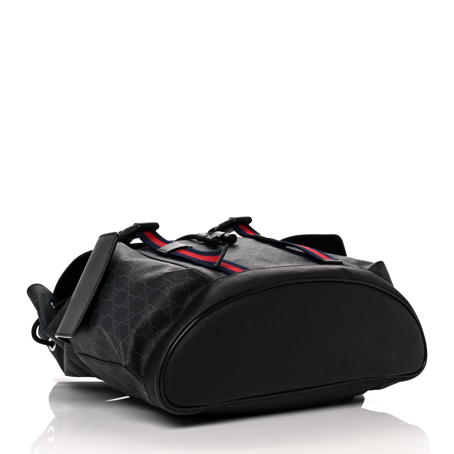 Soft GG Supreme Monogram Appia Calfskin Web Double Buckle Backpack Black