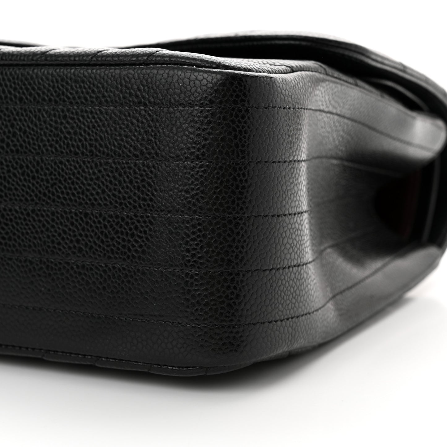 Caviar Chevron Quilted Jumbo Double Flap Black