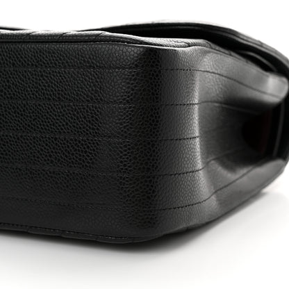 Chanel Caviar Chevron Quilted Jumbo Double Flap Black 10 of 15