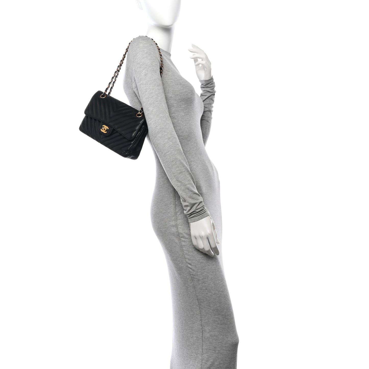 Lambskin Chevron Quilted Small Double Flap Black