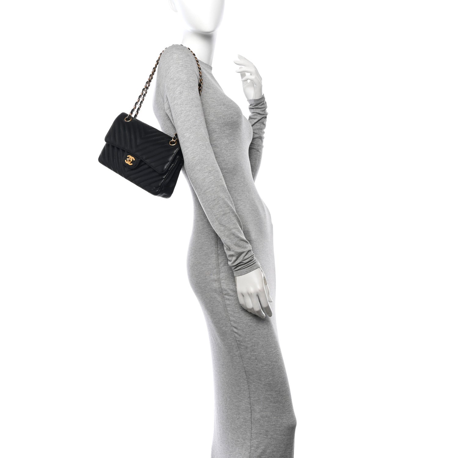 Chanel Lambskin Chevron Quilted Small Double Flap Black 2 of 14