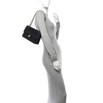 Chanel Lambskin Chevron Quilted Small Double Flap Black 2 of 14