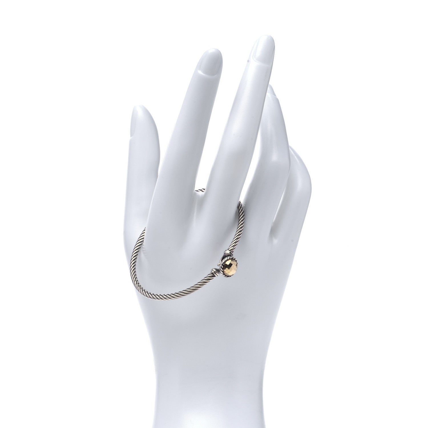 David Yurman Sterling Silver 18K Yellow Gold 3mm Chatelaine Bracelet 2 of 6