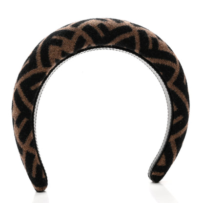 Fendi Wool Cashmere FF Logo Headband Tobacco 2 of 5