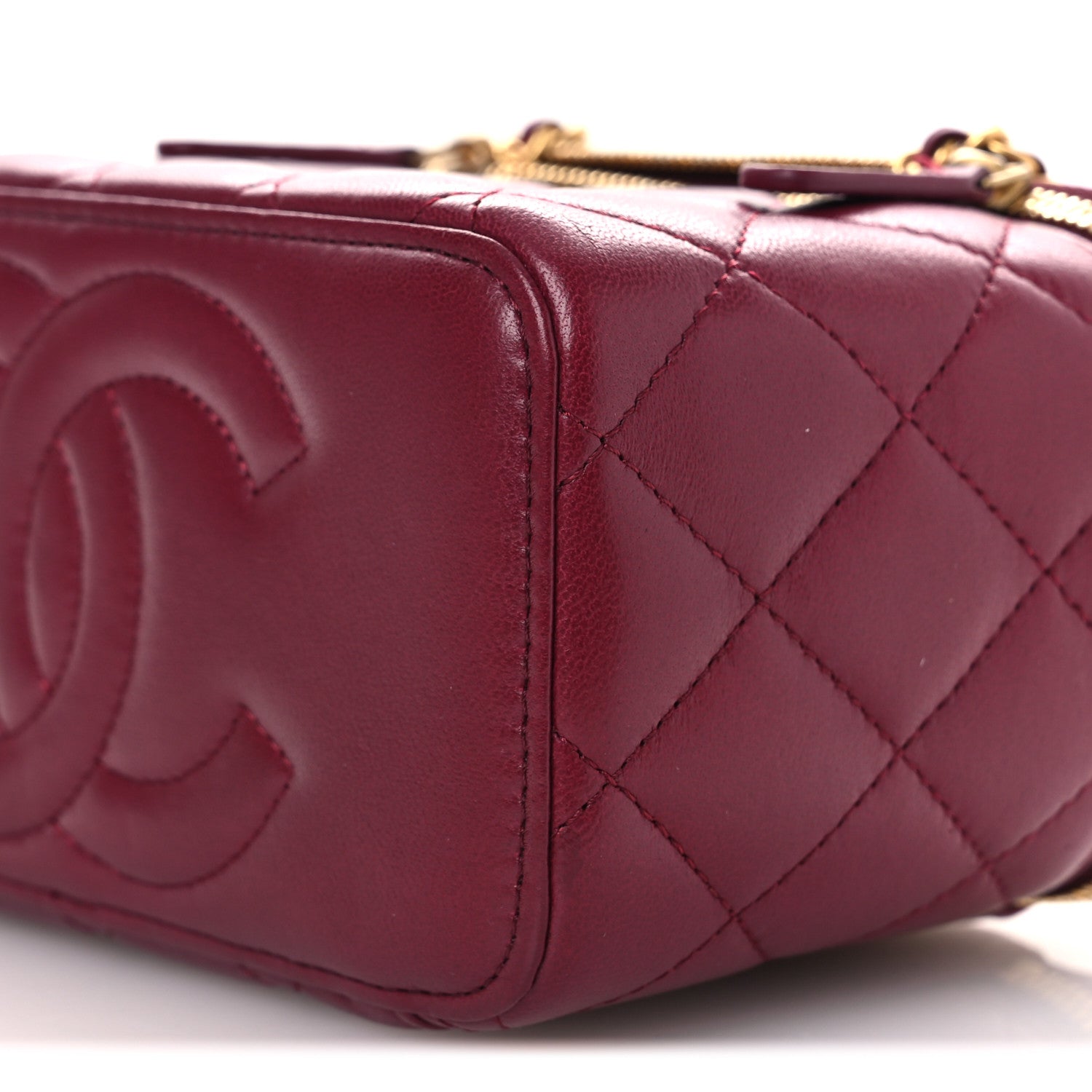 Chanel Lambskin Enamel Quilted Small Coco Hearts Vanity Case With Chain Burgundy 10 of 13