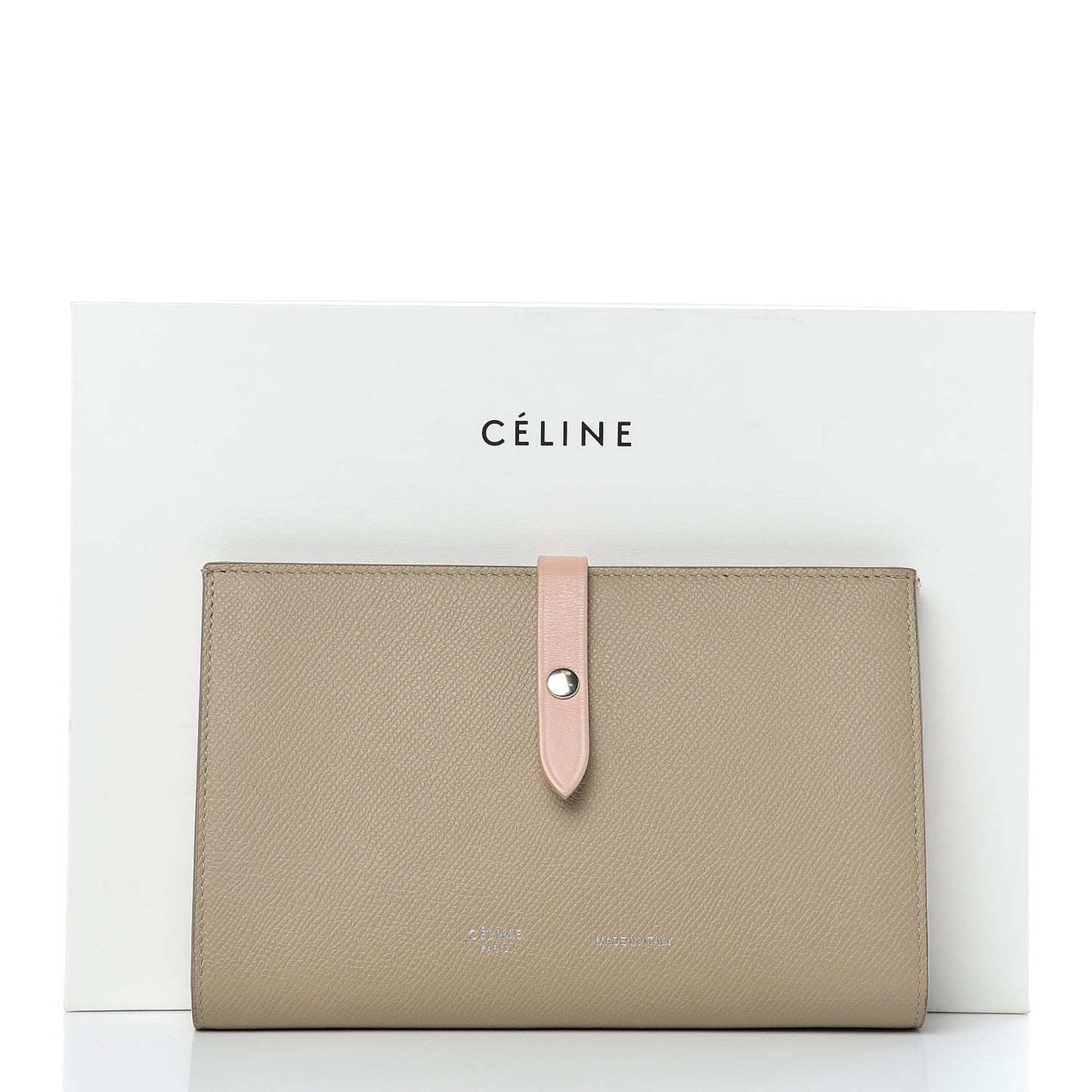 Calfskin Large Multifunction Strap Wallet Taupe