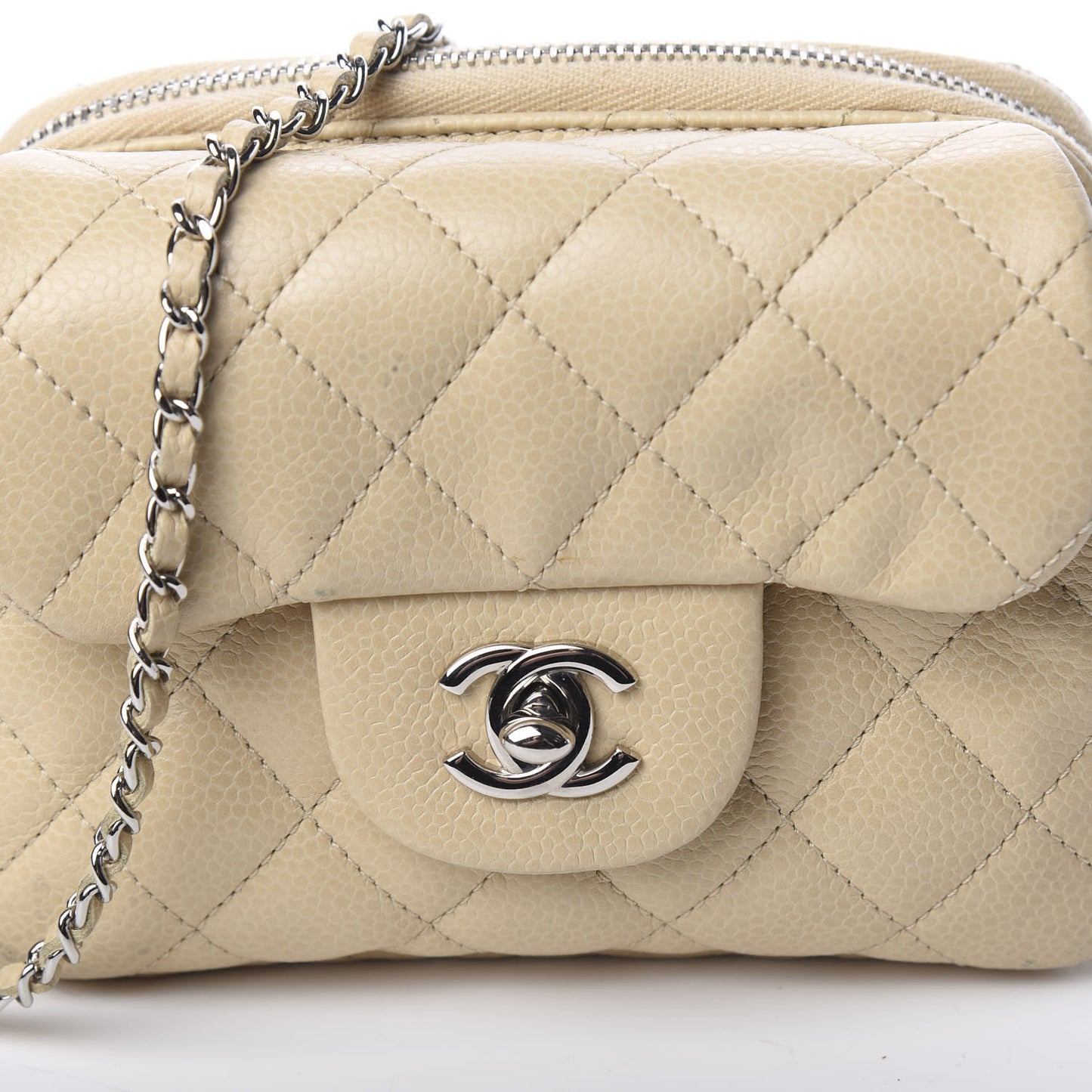 Caviar Quilted New Mini Flap Beige Clair