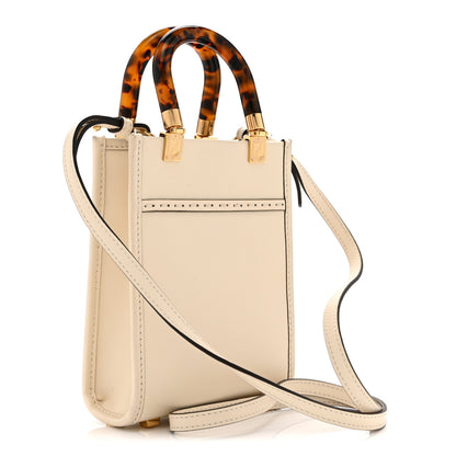 Fendi Vitello King Plexiglass Logo Embossed Mini Fendi Sunshine Shopper Tote White Rice 3 of 10