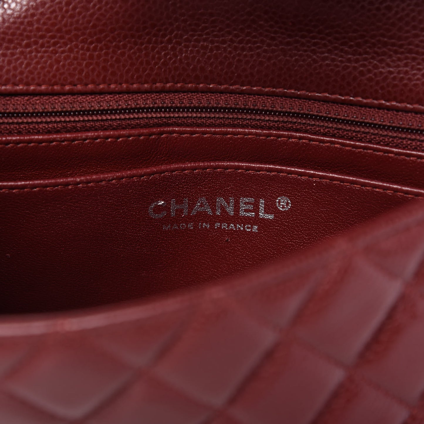 Caviar Quilted Mini Rectangular Flap Dark Red