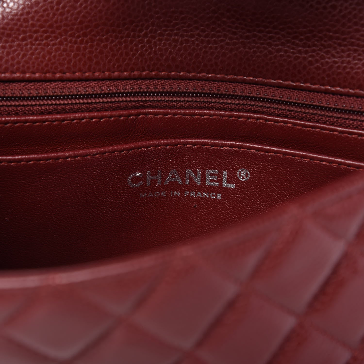 Chanel Caviar Quilted Mini Rectangular Flap Dark Red 8 of 10