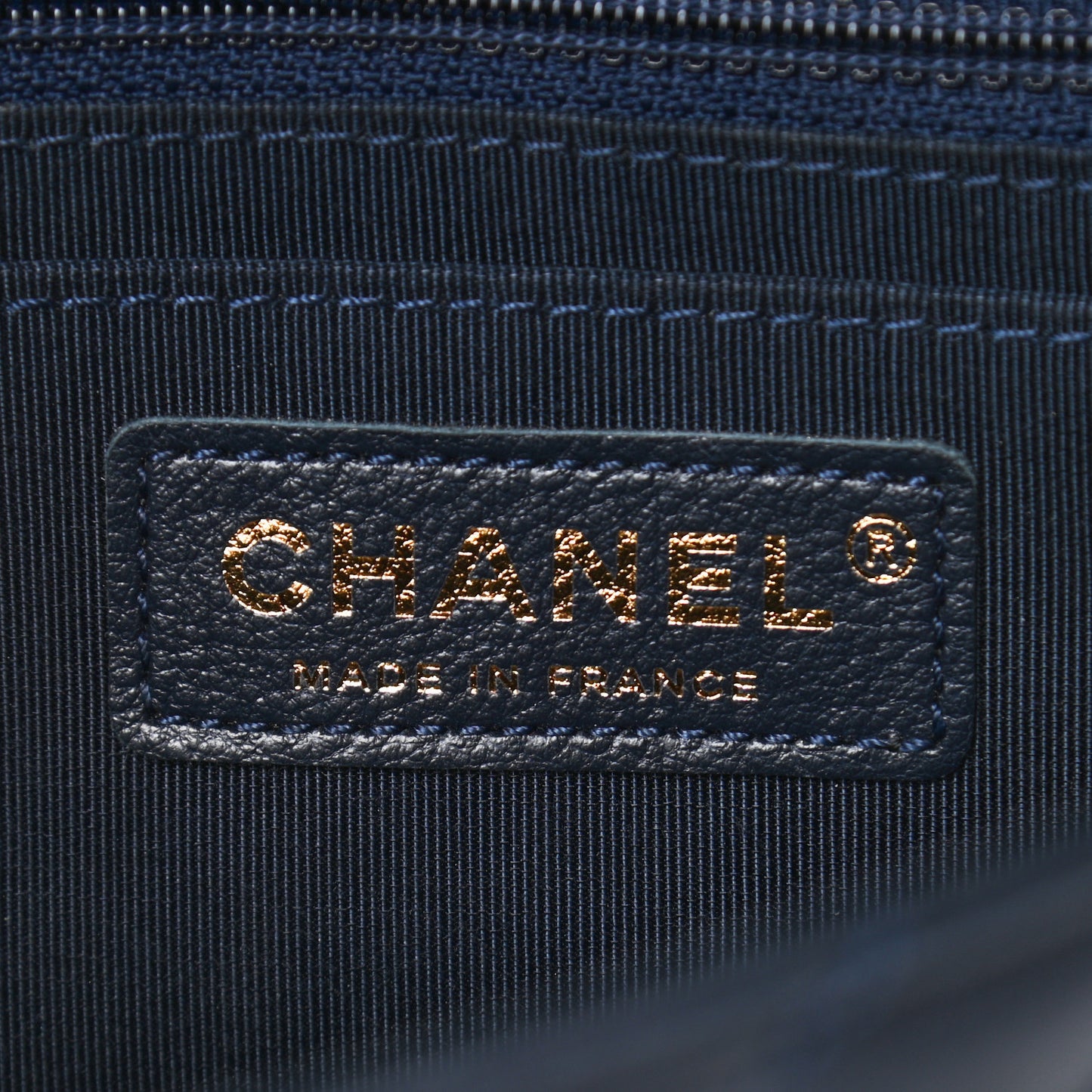 Calfskin Chevron Quilted Mini Statement Flap Navy Blue