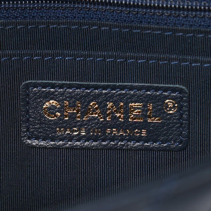 Chanel Calfskin Chevron Quilted Mini Statement Flap Navy Blue 6 of 9