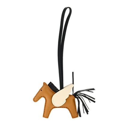 Hermes Milo Lambskin Grigri Rodeo Pegase Horse Bag Charm PM Sesame Black Nata 1 of 3