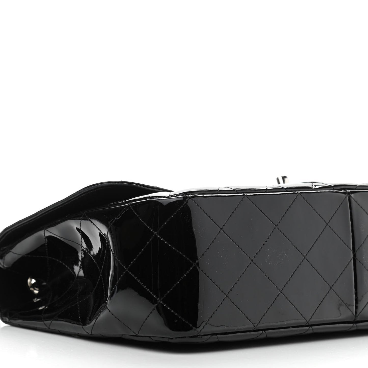 Patent Quilted Jumbo Double Flap Black