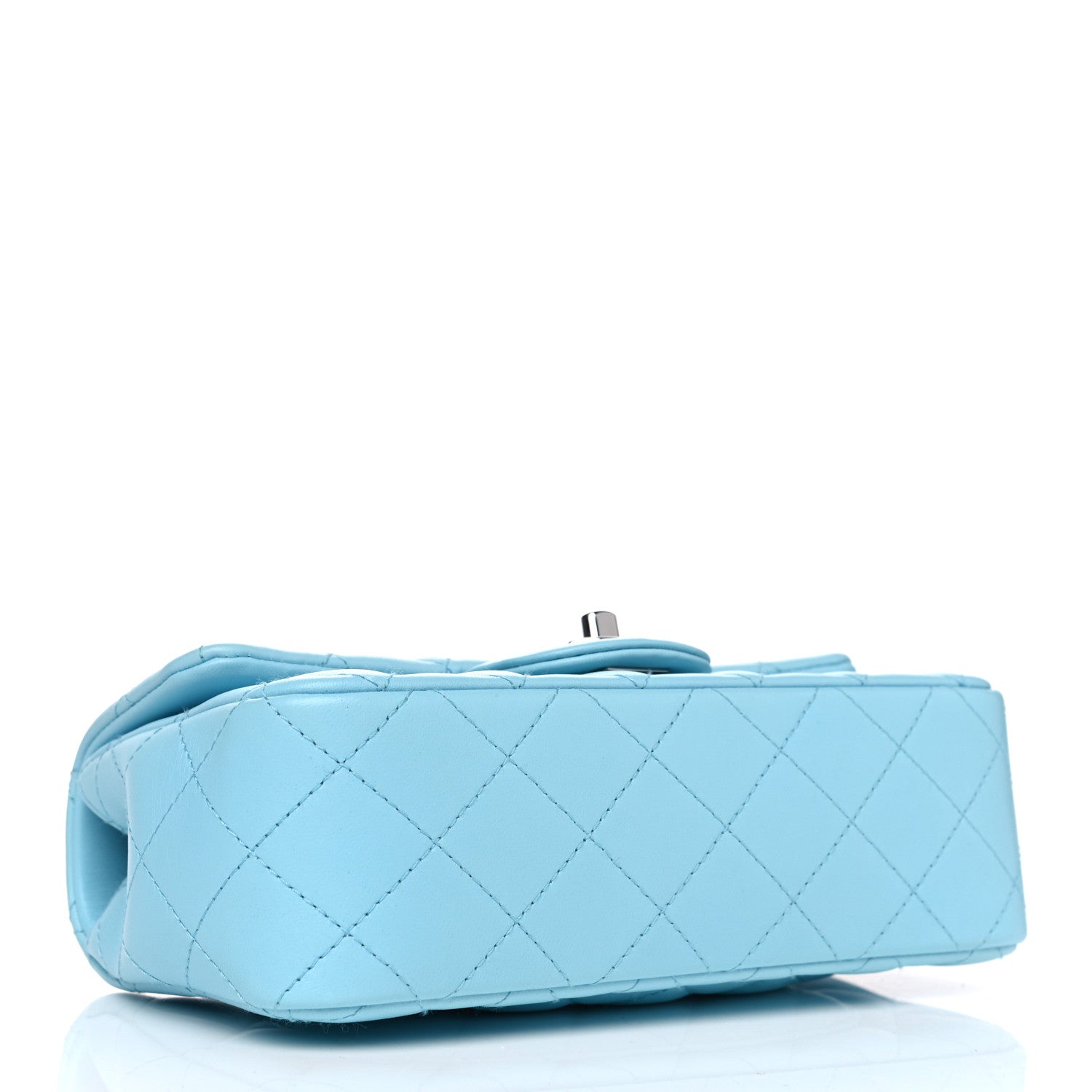 Chanel Lambskin Quilted Mini Rectangular Flap Neon Blue 7 of 12