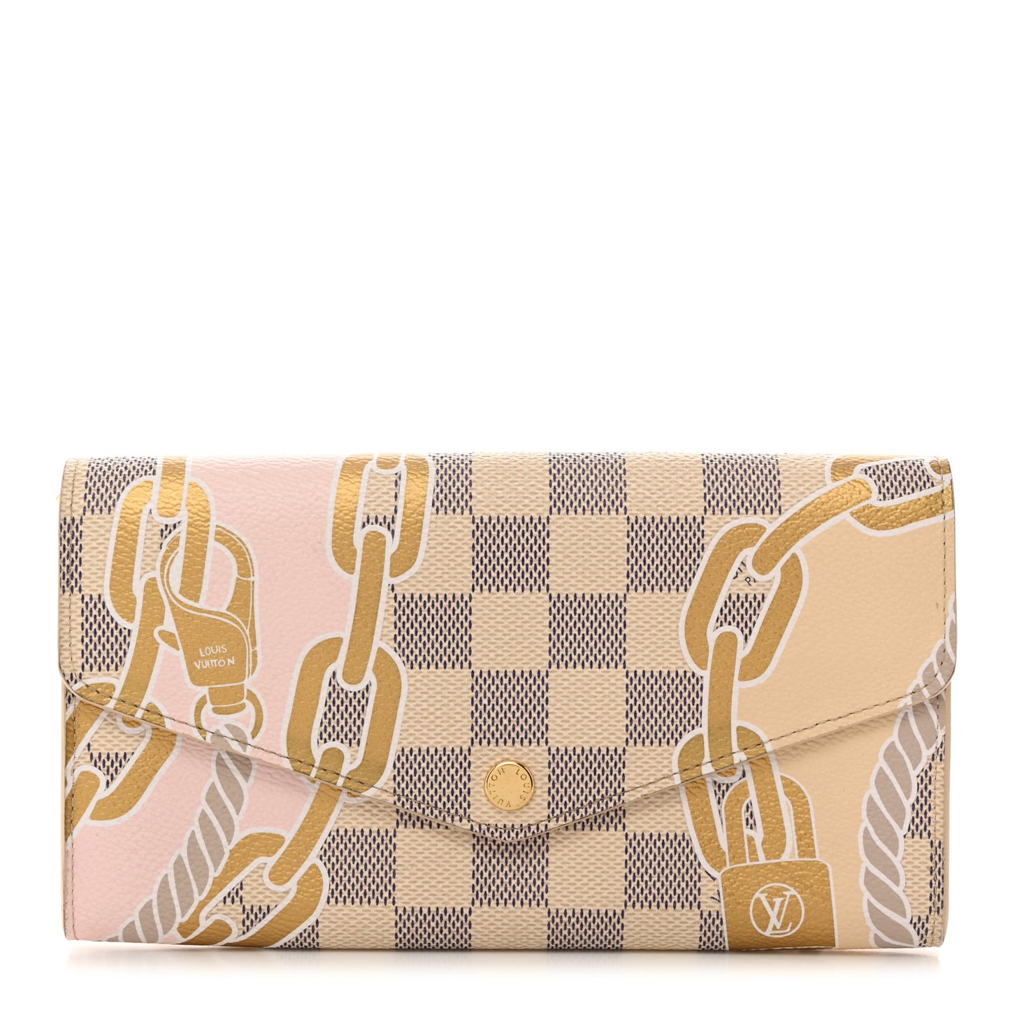 LOUIS VUITTON Damier Azur Nautical Sarah Wallet NM Gold