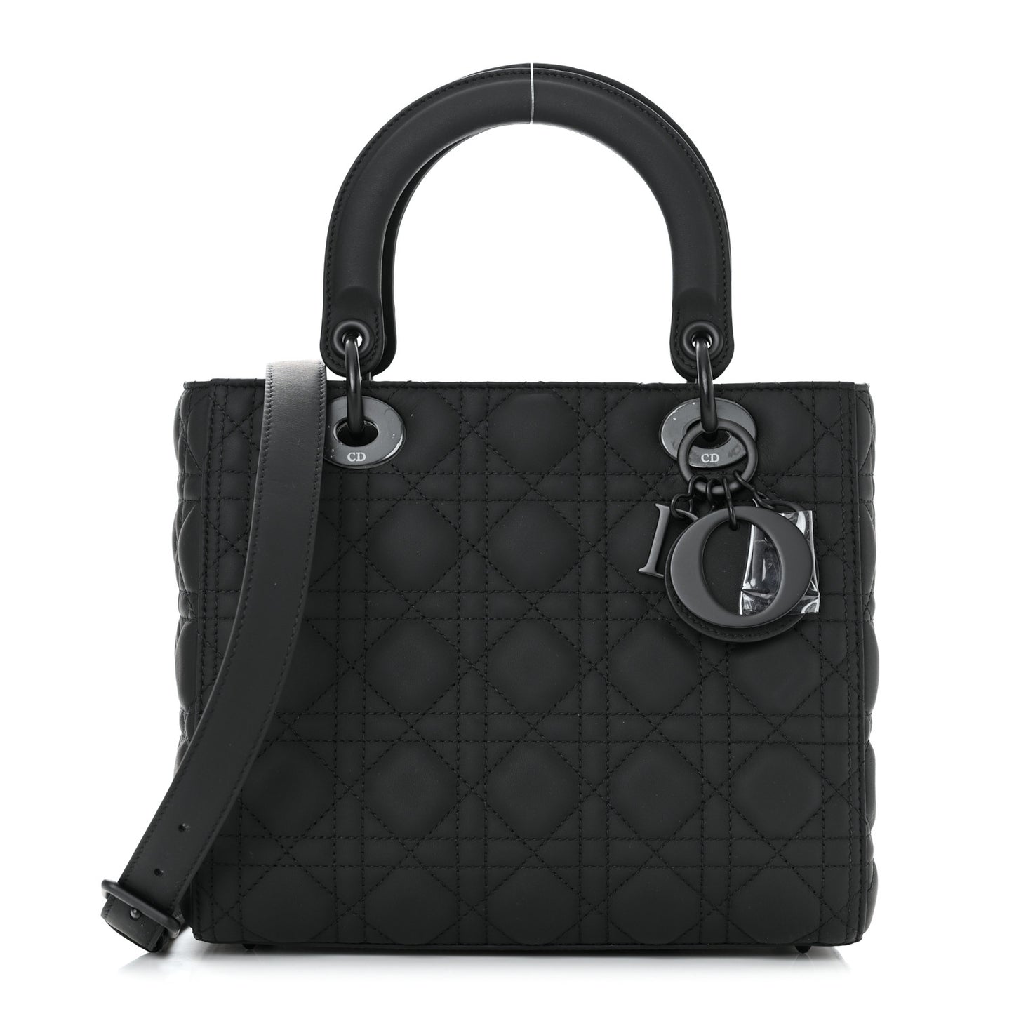 Ultra Matte Calfskin Cannage Medium Lady Dior Black