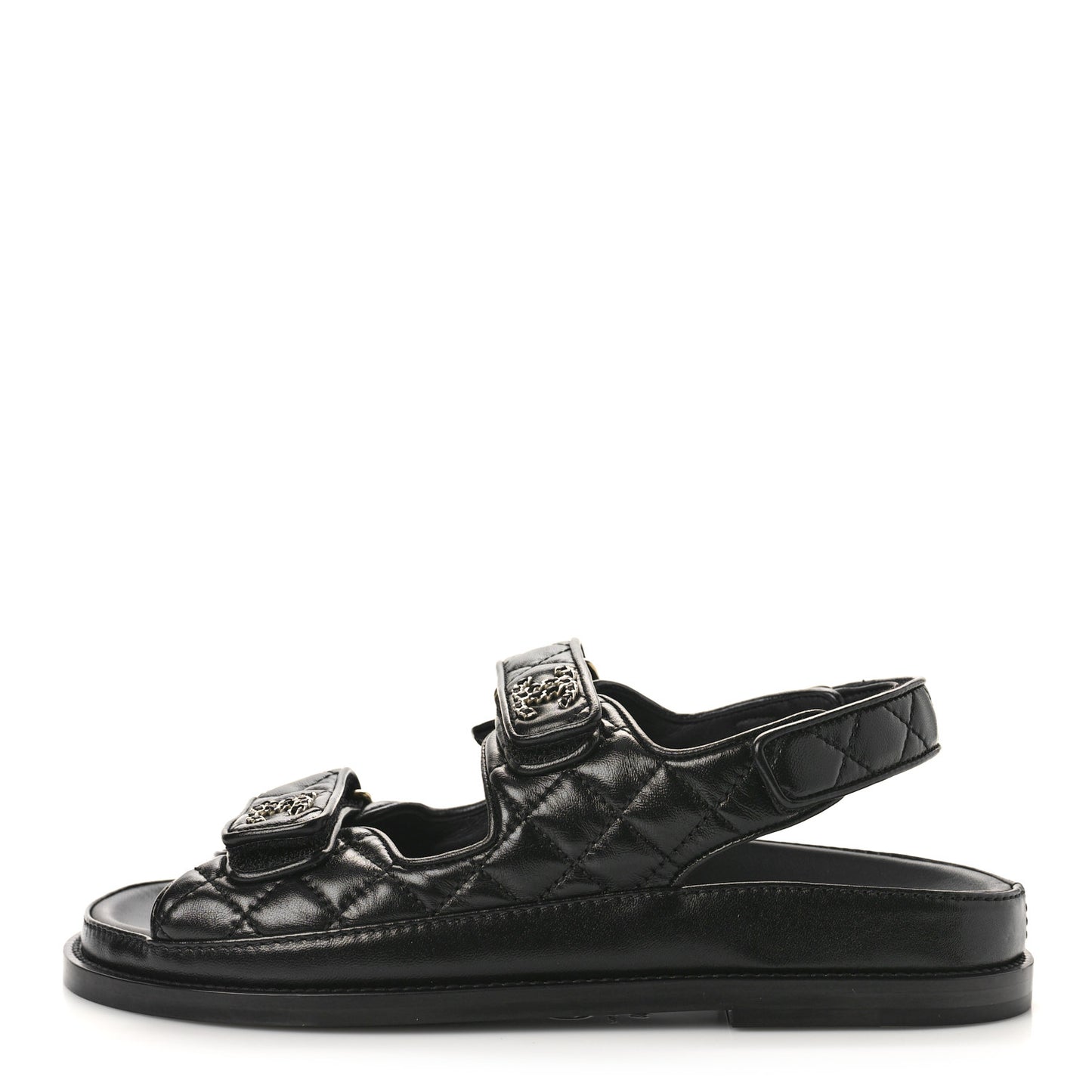 Lambskin Velcro Dad Sandals 38 Black