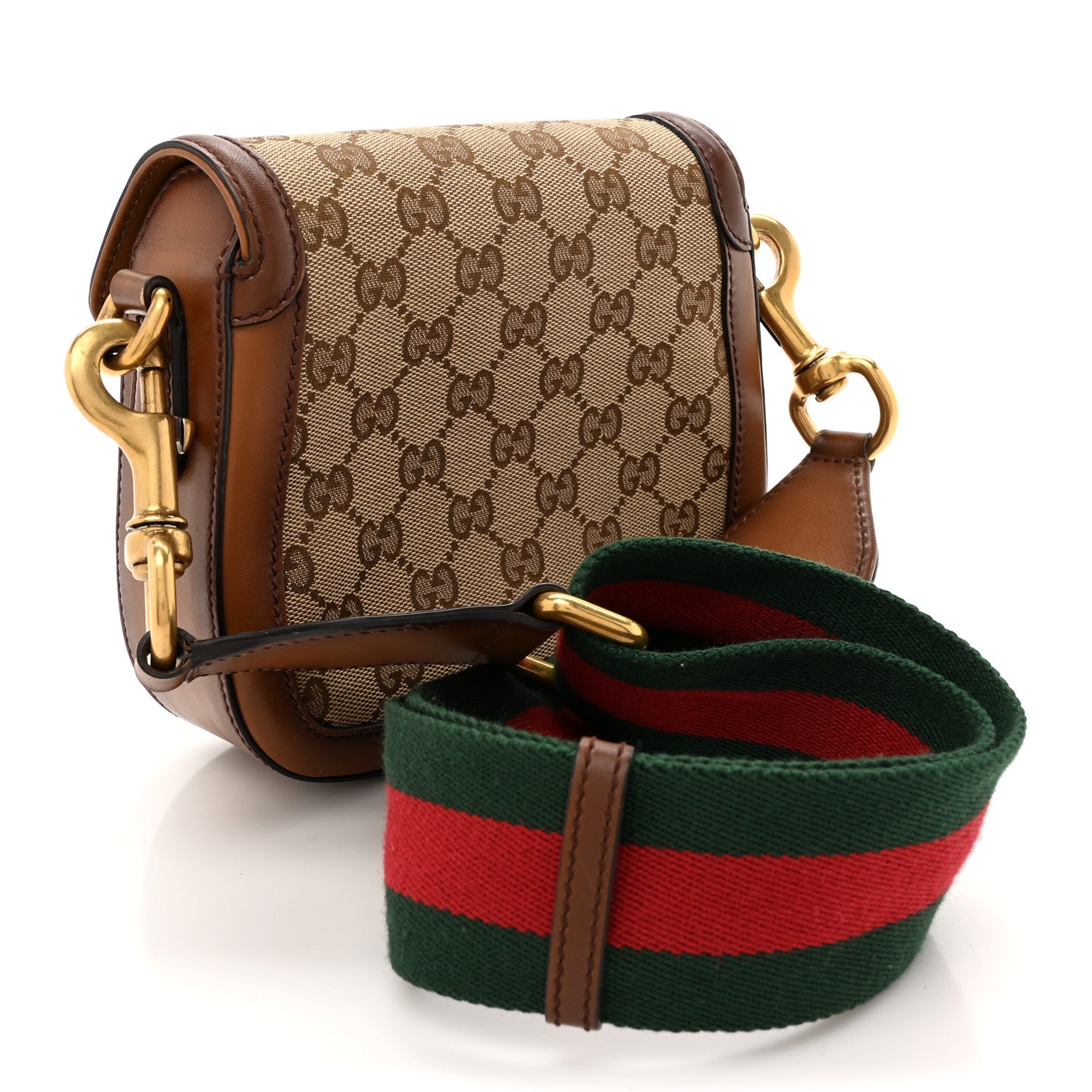 Gucci Monogram Small Lady Web Shoulder Bag Beige Cuir 3 of 17