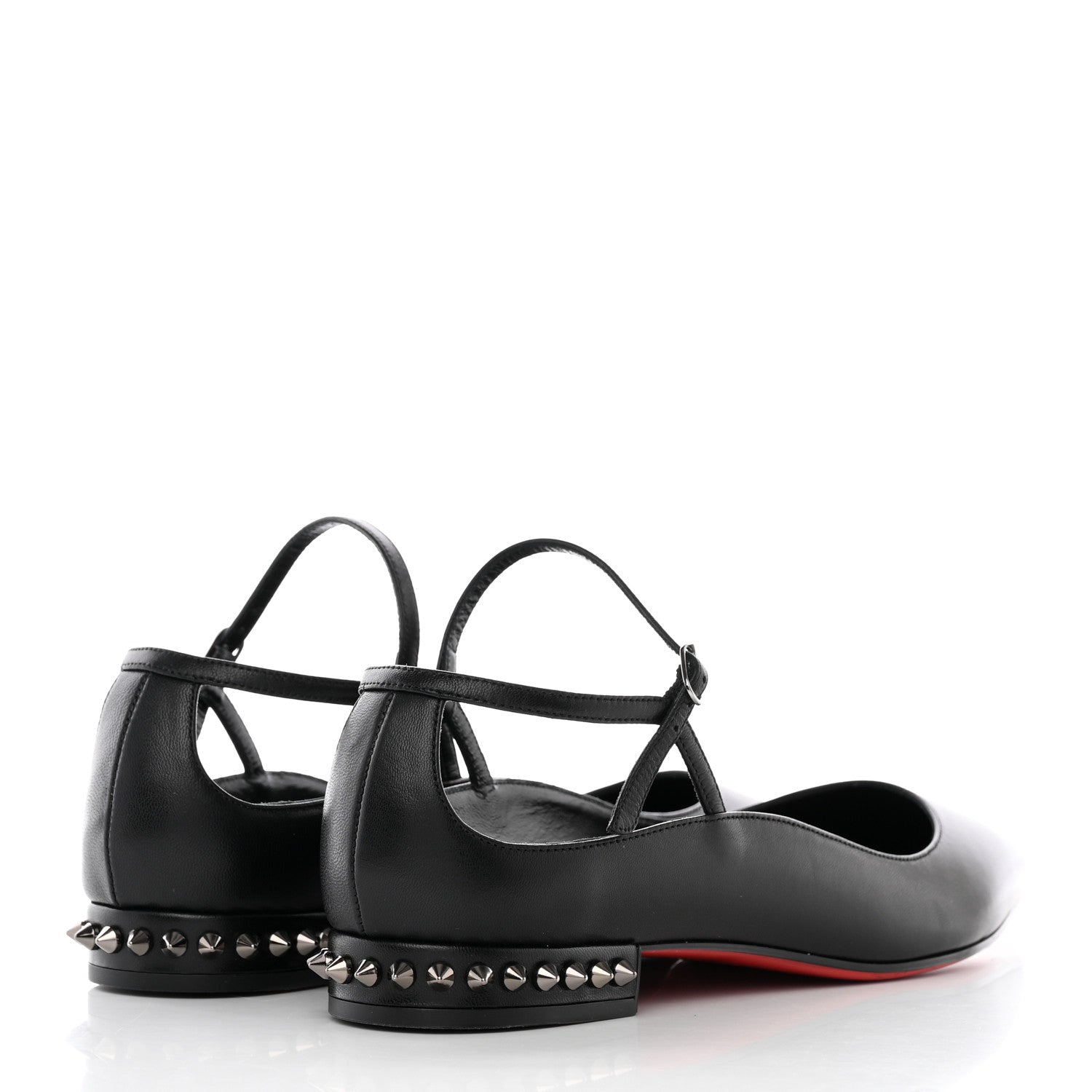 Christian Louboutin Calfskin Conclusive Ankle Strap Flats 38 Black 4 of 16