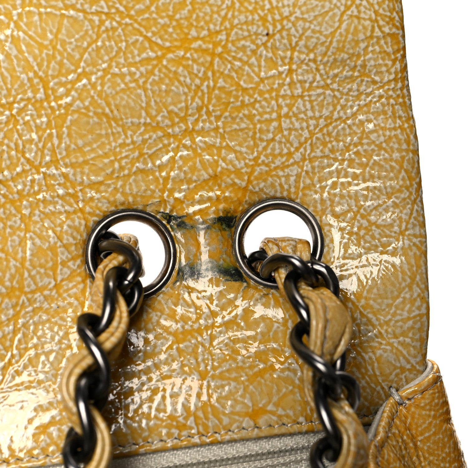 Chanel Crinkled Patent Quilted Jumbo Single Flap Light Beige 12 of 13