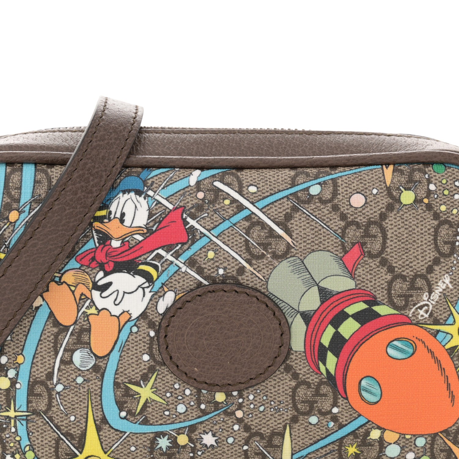 Gucci X DISNEY GG Supreme Monogram Donald Duck Interlocking G Shoulder Bag Beige Multicolor New Acero 8 of 11