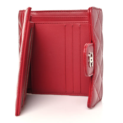 Chanel Caviar Quilted Compact Flap Wallet Dark Red 5 of 8