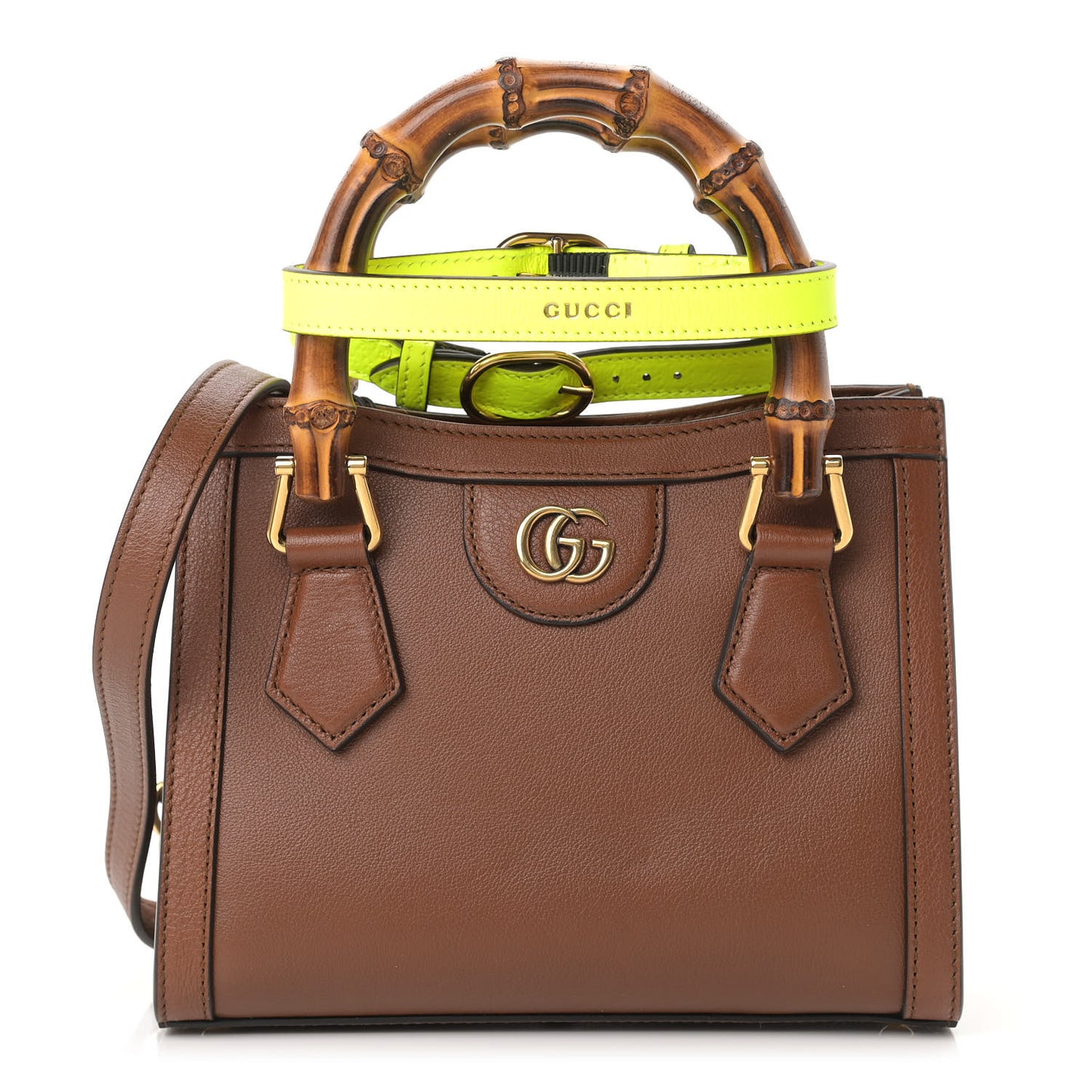 Wonka Grain Calfskin Mini Diana Tote Bag Cuir Yellow Fluo